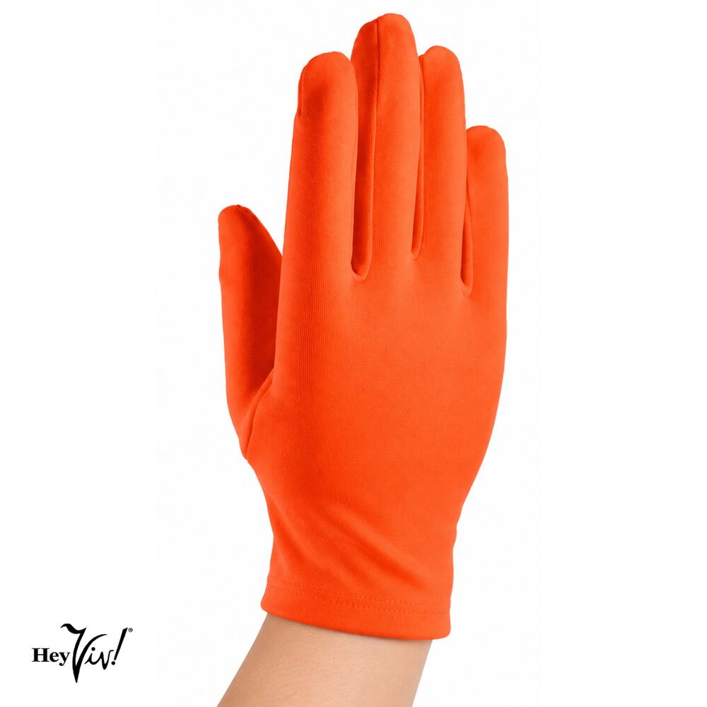 Orange Wrist Length Stretch Nylon Dress Gloves Wedding Church Formal - Hey Viv
